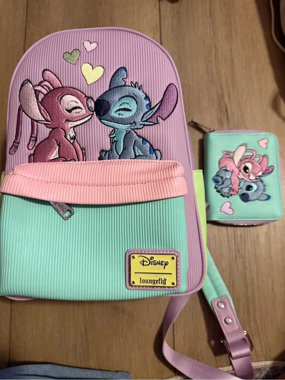 Loungefly Kids Backpack & Wallet - Pastel Pink, Mint & Lavender